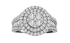 WIDE 1.5CT DIAMOND 14KT WHITE GOLD ROUND HALO CLUSTER SEMI ETERNITY LOVE RING