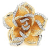 ESTATE LARGE 1.62CT DIAMOND 18KT WHITE AND YELLOW GOLD 3D ROSE FLOWER FUN RING