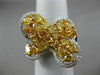 ESTATE LARGE 4.12CT WHITE & FANCY YELLOW DIAMOND 18K 2 TONE GOLD 3D FLOWER RING