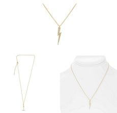 .09CT DIAMOND 14KT YELLOW GOLD LIGHTNING STRIKE ZIG ZAG ADJUSTABLE FUN NECKLACE