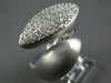 LARGE .90CT DIAMOND 14KT WHITE GOLD 3D MARQUISE SHAPE PAVE MATTE FINISH FUN RING