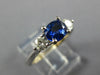 1.44CT DIAMOND & AAA SAPPHIRE 14K WHITE GOLD OVAL 3 STONE ENGAGEMENT RING #26977