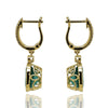 ESTATE 5.43CT DIAMOND & AAA EMERALD 18KT YELLOW GOLD PEAR SHAPE & ROUND EARRINGS