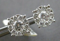 EXTRA LARGE 1.27CT DIAMOND 18KT WHITE GOLD 3D ROUND SOLITAIRE HALO STUD EARRINGS
