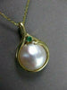 ESTATE .10CT AAA EMERALD & AAA MABE PEARL 14KT YELLOW GOLD PENDANT W/ CHAIN #330
