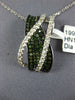 ESTATE .76CT WHITE & GREEN DIAMOND 18KT WHITE GOLD MULTI ROW CRISS CROSS PENDANT