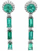 5.63CT DIAMOND & AAA EMERALD 18KT WHITE GOLD ROUND & EMERALD CUT FLOWER EARRINGS