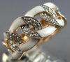 WIDE .54CT DIAMOND & WHITE ENAMEL 14KT ROSE GOLD 3D MULTI LINK ETERNITY FUN RING