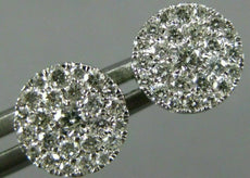ESTATE .50CT DIAMOND 14KT WHITE GOLD 3D ROUND SOLITAIRE CLUSTER STUD EARRINGS
