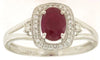 ESTATE 1CT DIAMOND & AAA RUBY OVAL & ROUND SQUARE HALO 14KT WHITE GOLD FUN RING