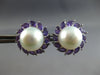 ESTATE LARGE 1.81CT AAA AMETHYST & PINK SOUTH SEA PEARL 14KT WHITE GOLD STUD EARRINGS