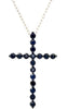 ESTATE LARGE 1.13CT AAA SAPPHIRE 18KT WHITE GOLD CLASSIC CROSS FLOATING PENDANT