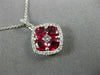 ESTATE 2.10CT DIAMOND & AAA RUBY 18KT WHITE GOLD SQUARE FLOWER FLOATING PENDANT
