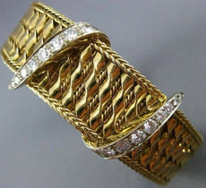 ANTIQUE GRUEN 1.40CT DIAMOND 18K WHITE & YELLOW GOLD HIDDEN WATCH BRACELET#21477