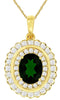 LARGE 2.67CT DIAMOND & AAA RUSSALITE 14K YELLOW GOLD OVAL & ROUND FLOWER PENDANT