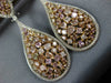 LARGE 9.68CT WHITE & MULTI COLOR DIAMOND 18KT WHITE & ROSE GOLD HANGING EARRINGS