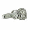ESTATE LARGE .86CT DIAMOND 18KT WHITE GOLD CLUSTER OCTAGON 3 STONE PROMISE RING