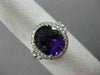 ESTATE LARGE 3.53CT DIAMOND & AMETHYST 14KT WHITE GOLD 3D HALO ENGAGEMENT RING