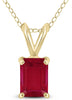 ESTATE .30CT AAA RUBY 14KT YELLOW GOLD 3D EMERALD CUT SOLITAIRE FLOATING PENDANT