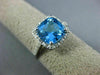 ESTATE 2.90CT DIAMOND & AAA BLUE TOPAZ 14KT WHITE GOLD CUSHION SQUARE HALO RING