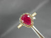 ESTATE 1.57CT DIAMOND & AAA RUBY 14KT ROSE GOLD 3D PEAR SHAPE ENGAGEMENT RING