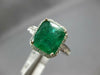 LARGE 4.81CT DIAMOND & AAA EMERALD 14KT WHITE GOLD SQUARE HALO ENGAGEMENT RING