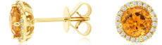 1.66CT DIAMOND & AAA CITRINE 14K YELLOW GOLD 3D CLASSIC ROUND HALO STUD EARRINGS