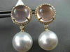LARGE .52CT DIAMOND & AAA ROSE QUARTZ SOUTH SEA PEARL 18KT ROSE GOLD 3D EARRINGS