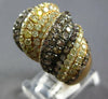 LARGE 5.92CT WHITE & MULTI COLOR DIAMOND 18KT YELLOW GOLD 3D MULTI ROW FUN RING