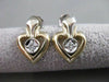 ANTIQUE OLD MINE CUT DIAMOND 14K WHITE YELLOW GOLD HANGING HEART EARRINGS #21076
