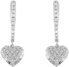 ESTATE .34CT DIAMOND 14KT WHITE GOLD 3D CLUSTER HEART HANGING EARRINGS
