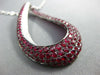 ESTATE LARGE 4.19CT DIAMOND & AAA RUBY 18KT WHITE GOLD 3D TEAR DROP FUN PENDANT