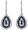 1.42CT DIAMOND & AAA SAPPHIRE 14KT WHITE GOLD CLASSIC TEAR DROP HANGING EARRINGS