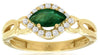 0.68CT DIAMOND & AAA EMERALD 14KT YELLOW GOLD 3D MARQUISE & ROUND LOVE KNOT RING