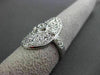 ANTIQUE LARGE 1.10CT DIAMOND 14KT WHITE GOLD FILIGREE OVAL FLORAL COCKTAIL RING