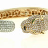 10.85CT WHITE & PINK DIAMOND & AAA EMERALD 18K WHITE & ROSE GOLD BANGLE BRACELET