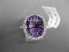 ESTATE LARGE 4.57CT DIAMOND & AAA EXTRA FACET AMETHYST 14KT WHITE GOLD HALO RING