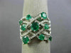 ESTATE 1.66CT DIAMOND & AAA EMERALD 18KT WHITE GOLD MULTI ROW CRISS CROSS RING