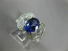ESTATE LARGE 3.58CT DIAMOND & AAA OVAL TANZANITE 14KT WHITE GOLD ENGAGEMENT RING