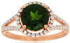ESTATE 2.31CT DIAMOND & AAA RUSSALITE 14KT ROSE GOLD ROUND HALO ENGAGEMENT RING