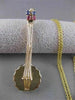 ANTIQUE LARGE RUBY SAPPHIRE BANJO GUITAR 14K YELLOW GOLD FILIGREE PENDANT #20852