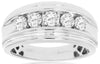LARGE 1CT DIAMOND 14KT WHITE GOLD 3D ROUND 5 STONE CHANNEL ANNIVERSARY MENS RING
