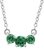 1.0CT AAA EMERALD 14KT WHITE GOLD 3D 3 STONE PAST PRESENT FUTURE LOVE NECKLACE
