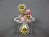 LARGE 1.56CT WHITE & FANCY YELLOW DIAMOND 18KT 2 TONE GOLD PEAR SHAPE LOVE RING