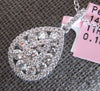 LARGE .77CT DIAMOND 14KT WHITE GOLD ROUND CLUSTER TEAR DROP FUN FLOATING PENDANT