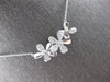 ESTATE .21CT DIAMOND 14KT WHITE GOLD 3D TRIPLE FLOWER LOVE NECKLACE #28158