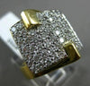 ESTATE LARGE 1.65CT DIAMOND 18KT WHITE & YELLOW GOLD 3D PAVE SQUARE FUN RING 995