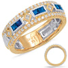 WIDE .77CT DIAMOND & AAA SAPPHIRE 14KT 2 TONE GOLD 3D FILIGREE ANNIVERSARY RING