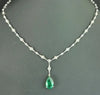 LARGE 4.6CT DIAMOND & AAA EMERALD 18KT WHITE GOLD 3D PEAR SHAPE & ROUND NECKLACE