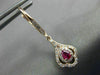 ESTATE .69CT DIAMOND & RUBY 14KT ROSE GOLD 3D TEAR DROP FLOWER HANGING EARRINGS